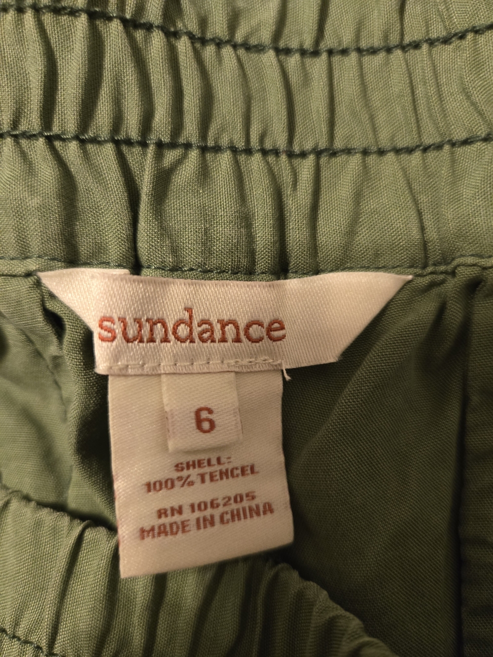 Sundance Tie Waist Olive Green Shorts Size 6 - Picture 3 of 3